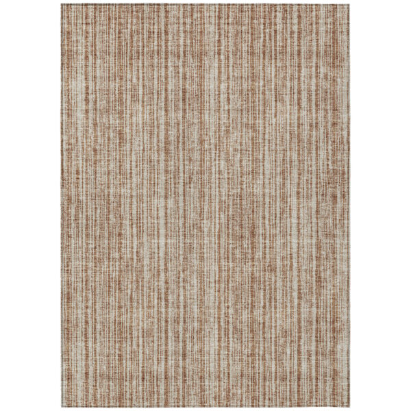 10' X 14' Orange And Beige Striped Washable Indoor Outdoor Area Rug