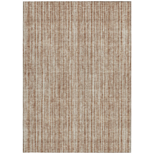 10' X 14' Orange And Beige Striped Washable Indoor Outdoor Area Rug