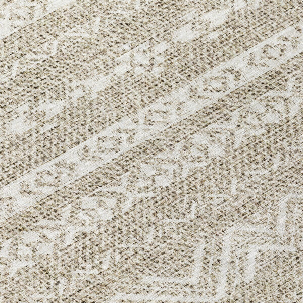 8' Beige And Ivory Round Southwestern Washable Indoor Outdoor Area Rug
