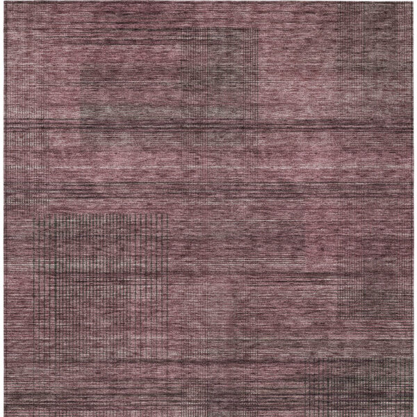10' X 14' Merlot And Gray Striped Washable Indoor Outdoor Area Rug