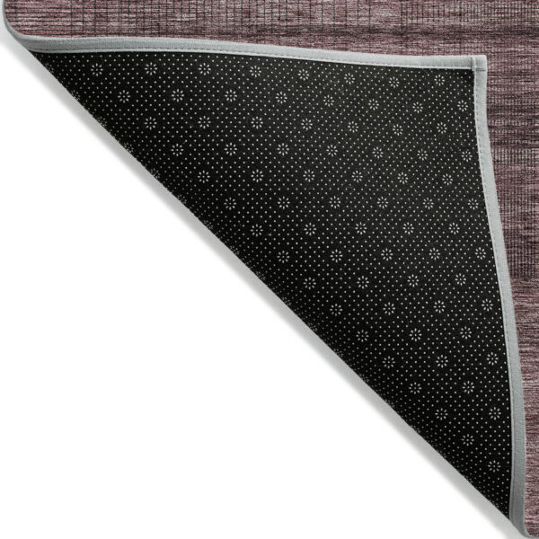 10' X 14' Merlot And Gray Striped Washable Indoor Outdoor Area Rug