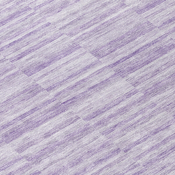 8' Plum And Purple Round Striped Washable Indoor Outdoor Area Rug