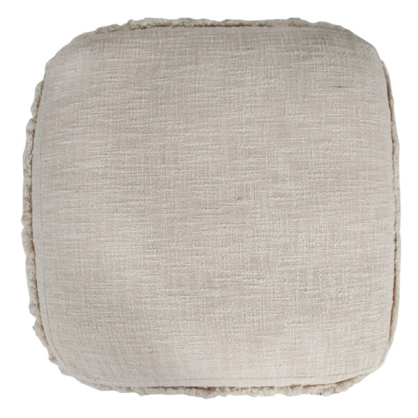 18" Cream Cotton Tufted Stripe Cube Pouf Ottoman