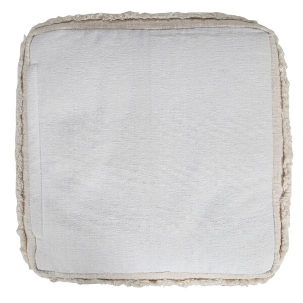 18" Cream Cotton Tufted Stripe Cube Pouf Ottoman