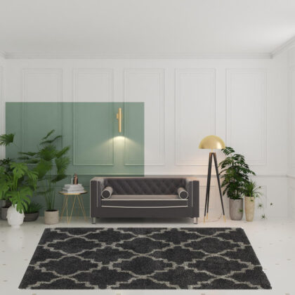 8' X 11' Charcoal And Grey Geometric Shag Power Loom Stain Resistant Area Rug