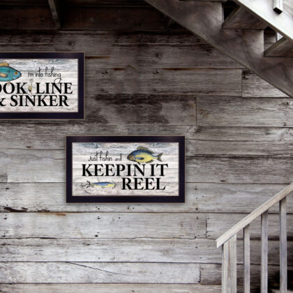 Set Of Two Fishing Combo 1 Black Framed Print Wall Art