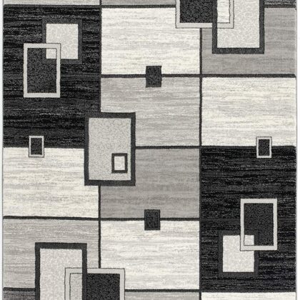 13' Runner Grey Abstract Power Loom Runner Rug