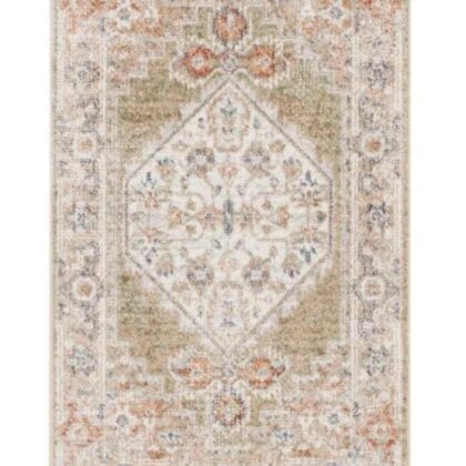 10' Sage Oriental Power Loom Distressed Washable Runner Rug
