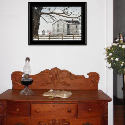 A Little Snow House 3 Black Framed Print Wall Art