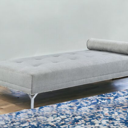 74" Gray Velvet And Black Sofa