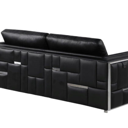 Black Top Grain Leather 6 or More Person Seating Set