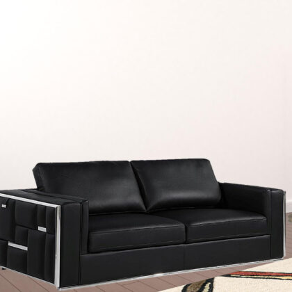 Black Top Grain Leather 6 or More Person Seating Set