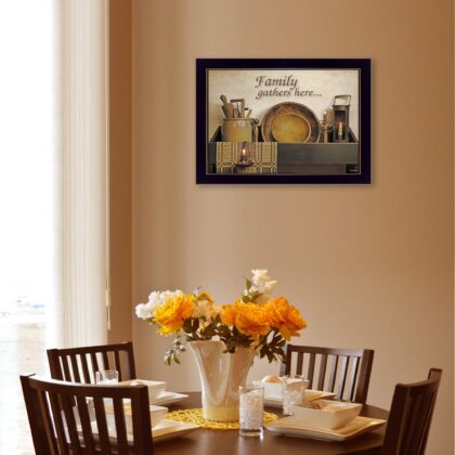Family Gather Here 1 Black Framed Print Kitchen Wall Art