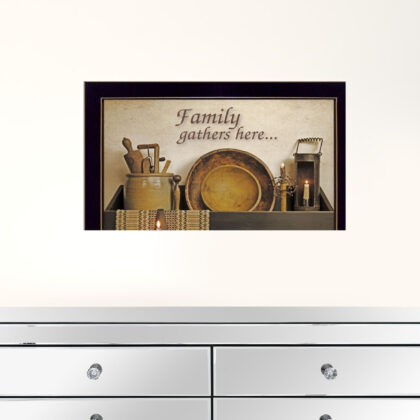 Family Gather Here 1 Black Framed Print Kitchen Wall Art