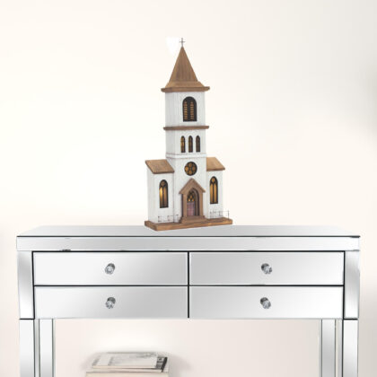 25" Brown and White Church Figurine