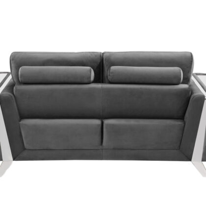 Two Piece Indoor Dark Gray Italian Leather Five Person Seating Set