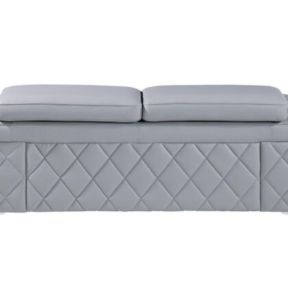 70" Light Blue And Silver Metallic Leather Loveseat