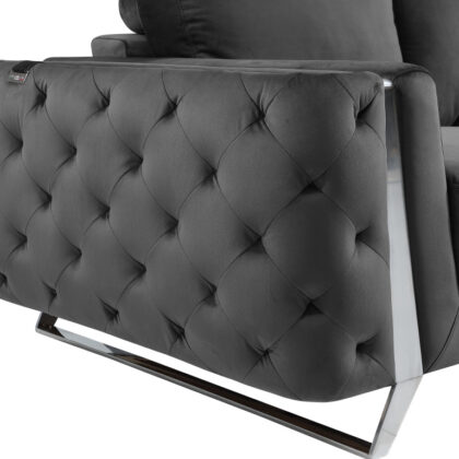 Two Piece Indoor Dark Gray Italian Leather Five Person Seating Set