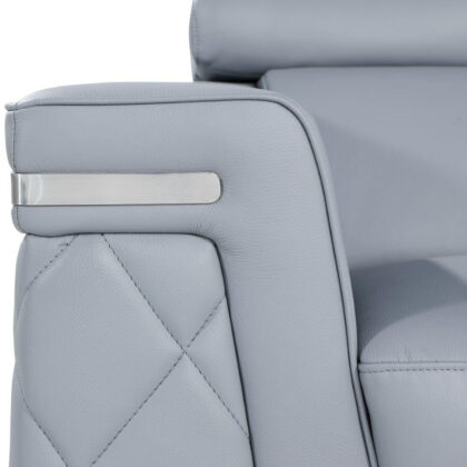 70" Light Blue And Silver Metallic Leather Loveseat