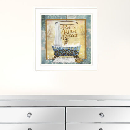 Relax Rinse Repeat 1 White Framed Print Wall Art
