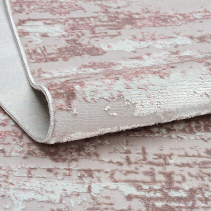 8' x 11' Pink Abstract Washable Non Skid Area Rug