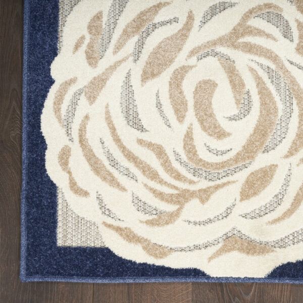 3' X 4' Blue and Gray Floral Indoor Outdoor Area Rug
