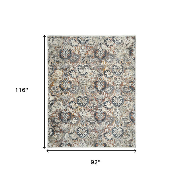 8' x 10' Rust Oriental Distressed Area Rug With Fringe
