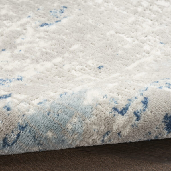 4' Blue and Gray Round Abstract Power Loom Area Rug