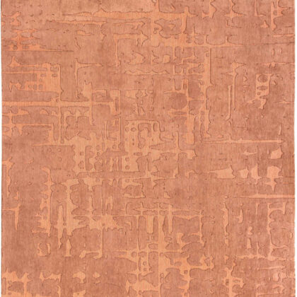 5' Orange Round Abstract Non Skid Area Rug