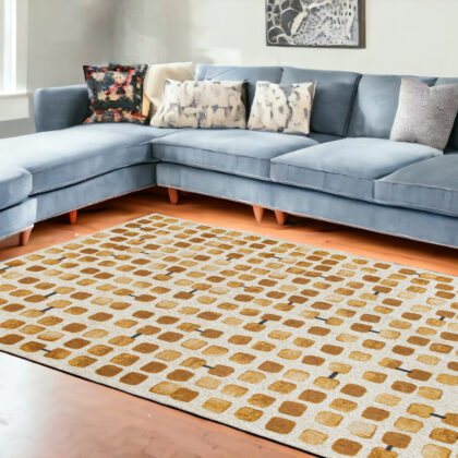 9' X 13' Brown and Beige Geometric Non Skid Area Rug