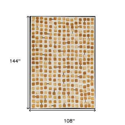 9' X 13' Brown and Beige Geometric Non Skid Area Rug