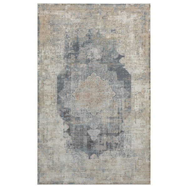 9' x 12' Beige and Gray Medallion Area Rug