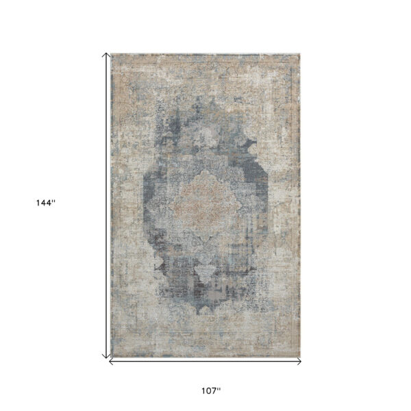 9' x 12' Beige and Gray Medallion Area Rug