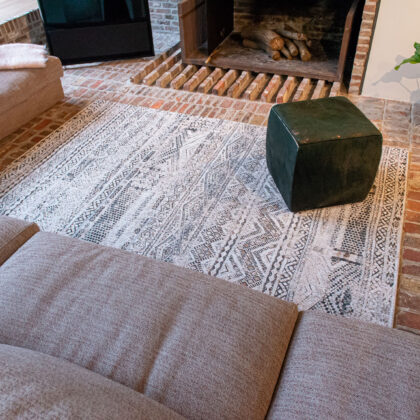 8' x 11' Gray and White Oriental Non Skid Area Rug