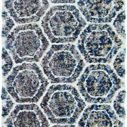 9'X13' Grey Teal Machine Woven Space Dyed Honeycomb Indoor Area Rug