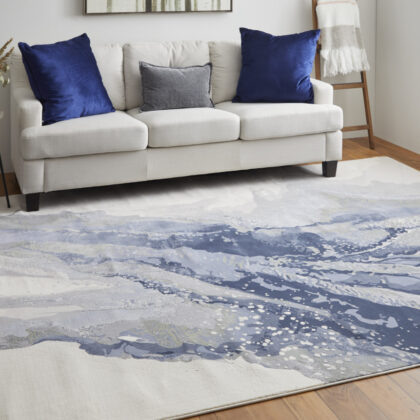 2' x 3' Gray and Ivory Abstract Power Loom Area Rug
