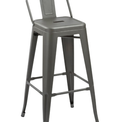 Set of Four 26" Gray Steel and Metal Low Back Counter Height Bar Chairs