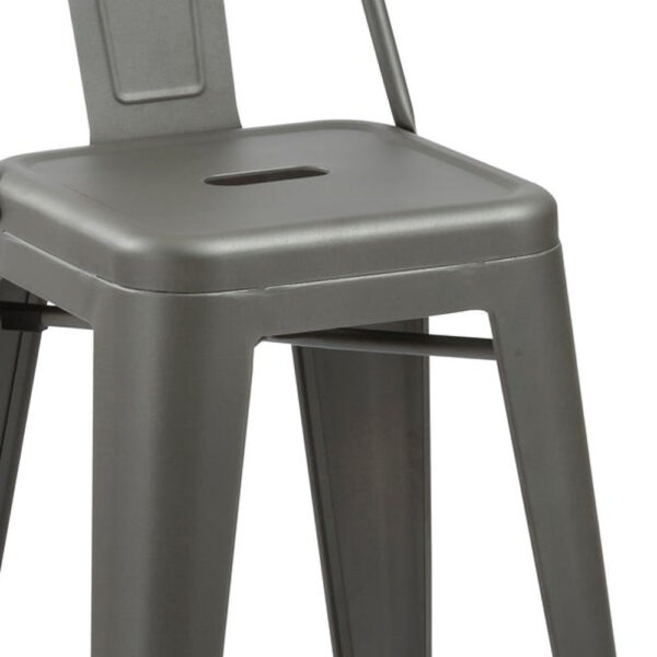 Set of Four 26" Gray Steel and Metal Low Back Counter Height Bar Chairs