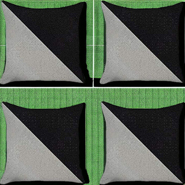 Set Of Four 18" X 18" Black And Grey Polyester Geometric Zippered Pillow