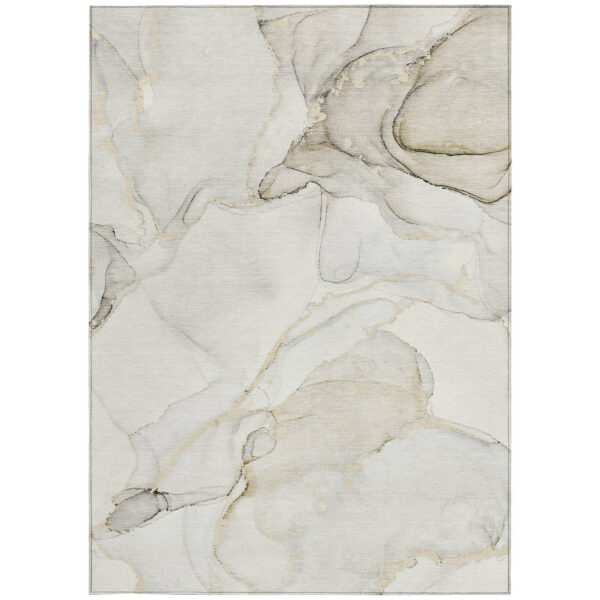 8' X 10' Beige and Ivory Abstract Washable Non Skid Indoor Outdoor Area Rug