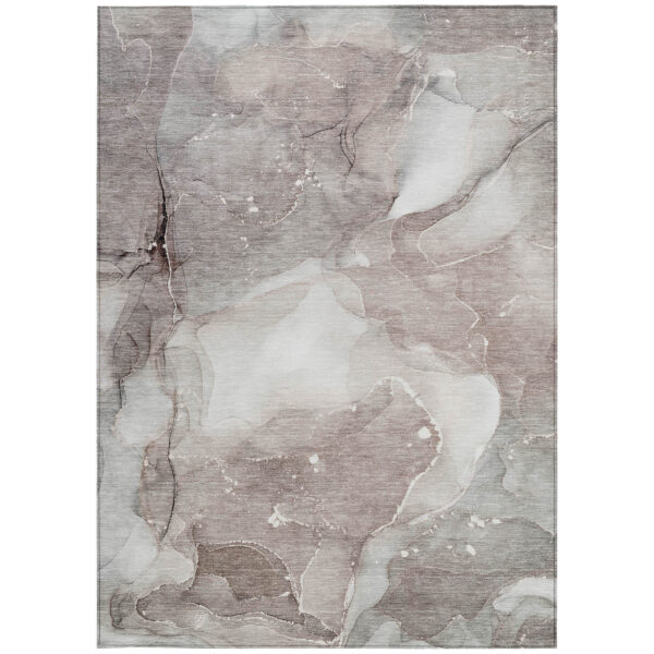 8' X 10' Taupe Abstract Washable Non Skid Indoor Outdoor Area Rug
