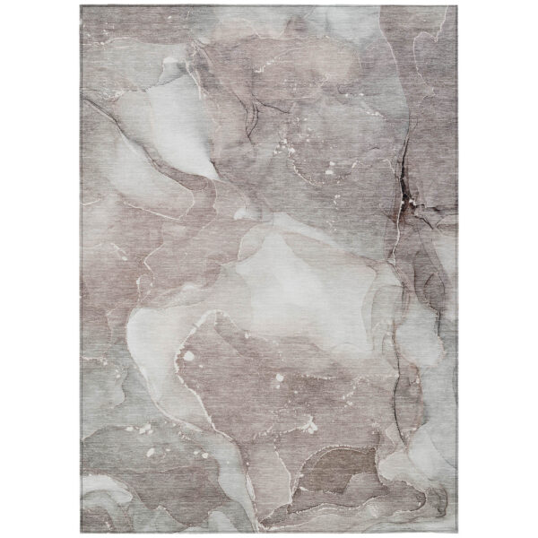 8' X 10' Taupe Abstract Washable Non Skid Indoor Outdoor Area Rug
