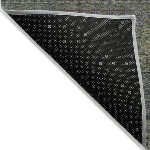2' X 8' Olive Green Striped Washable Indoor Outdoor Runner Rug