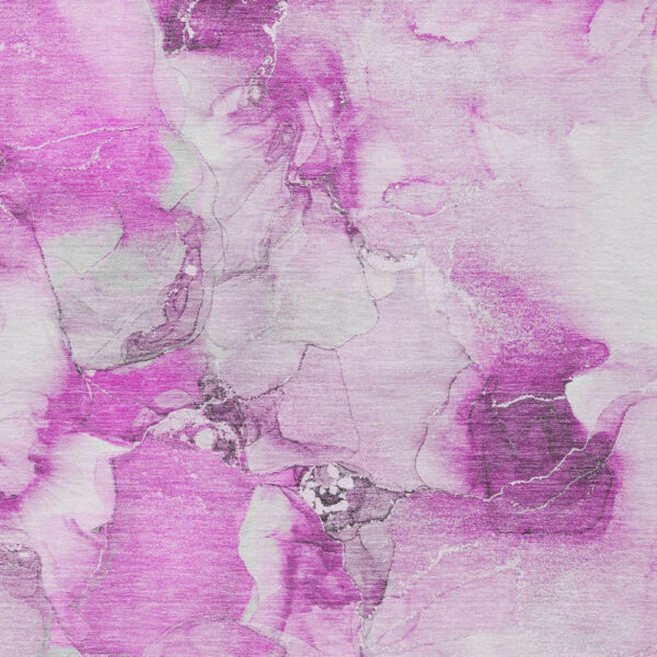 9' X 12' Pink and Ivory Abstract Washable Non Skid Indoor Outdoor Area Rug
