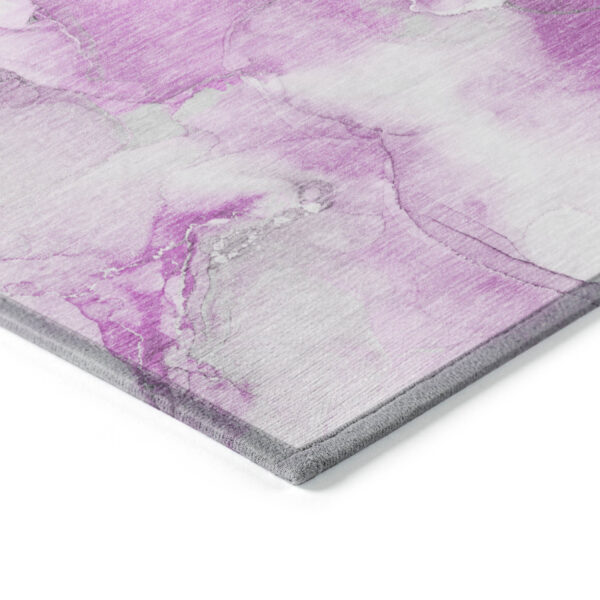 9' X 12' Pink and Ivory Abstract Washable Non Skid Indoor Outdoor Area Rug