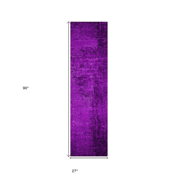 8' Runner Purple Abstract Washable Non Skid Indoor Outdoor Runner Rug