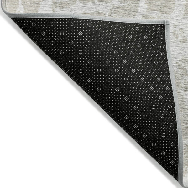 8' Runner Beige and Ivory Abstract Washable Non Skid Indoor Outdoor Runner Rug