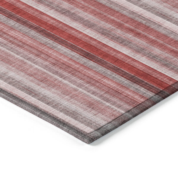 8' X 10' Gray Pink and Red Striped Washable Non Skid Indoor Outdoor Area Rug