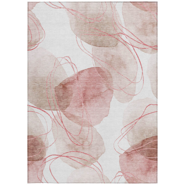 3' X 5' Merlot and Ivory Abstract Washable Non Skid Indoor Outdoor Area Rug