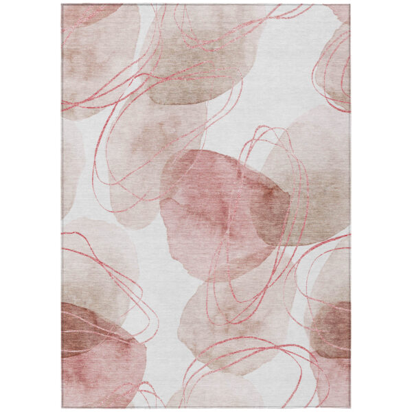 3' X 5' Merlot and Ivory Abstract Washable Non Skid Indoor Outdoor Area Rug